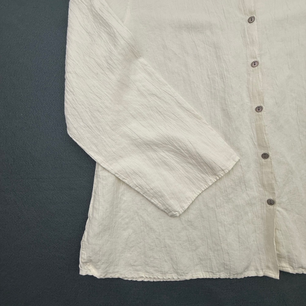 J. Jill Linen Blend Blouse Women XLP Button Down Top Textured Top Butter Yellow - Picture 3 of 10